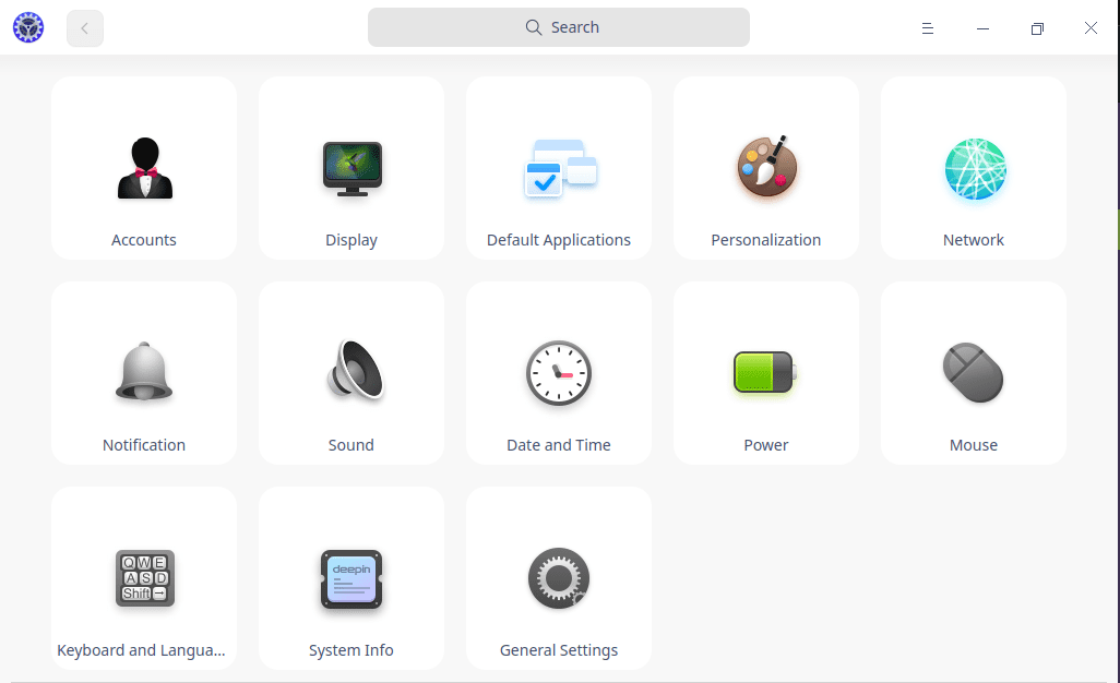 16. deepin control center