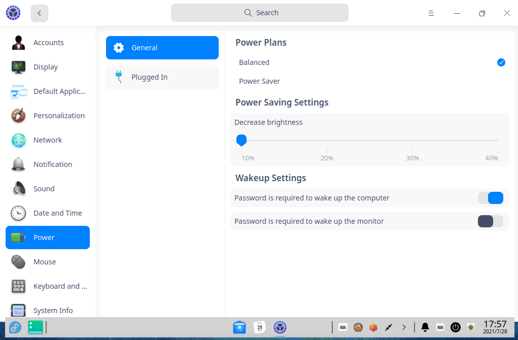 25. deepin control center power