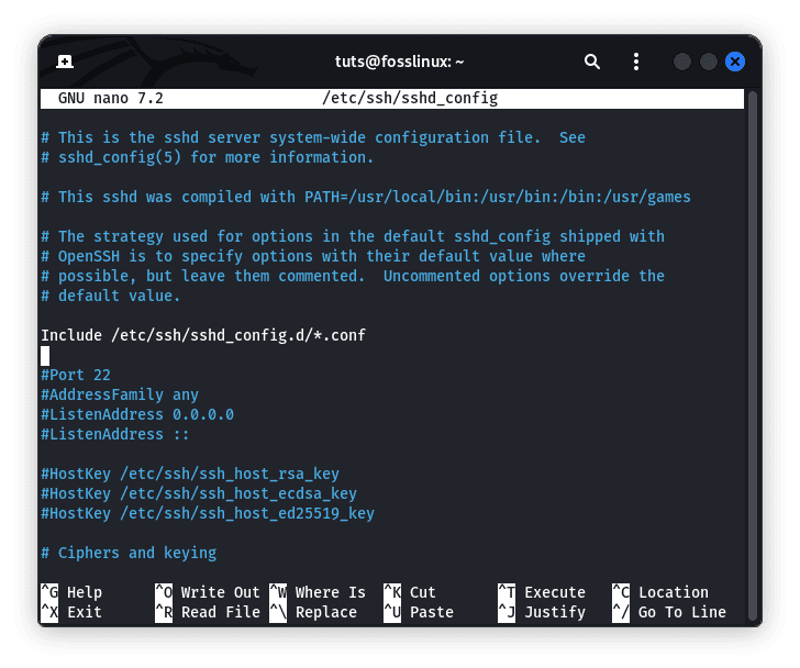 edit ssh configuration file