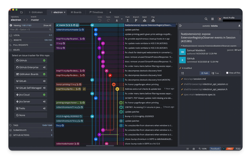 gitkraken user interface