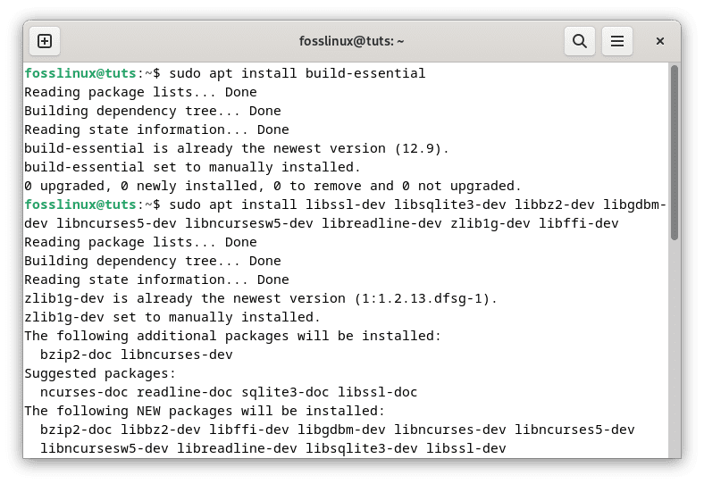 python install necessary packages and dependencies