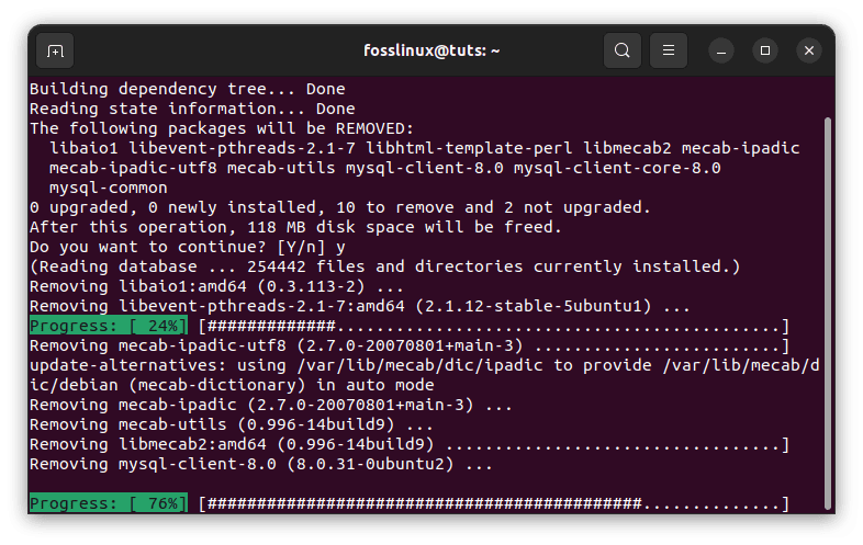 remove mysql dependencies