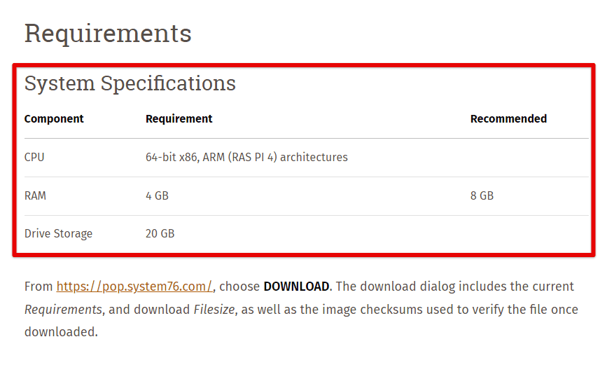 System requirements